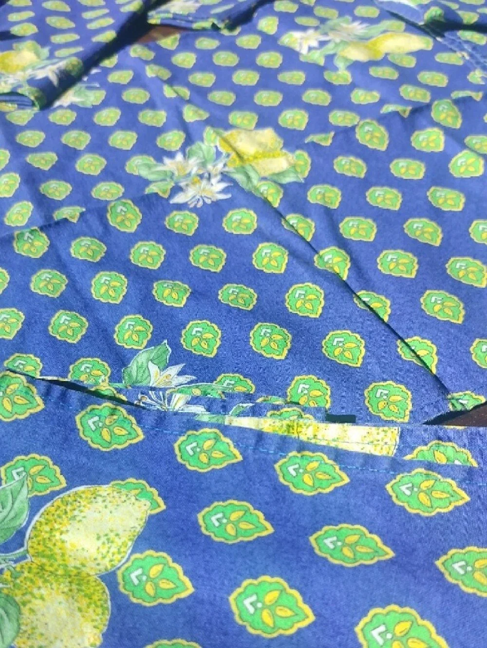 French Country, Cottage, Cotton Lot Of Eight Lemon Printed Napkins